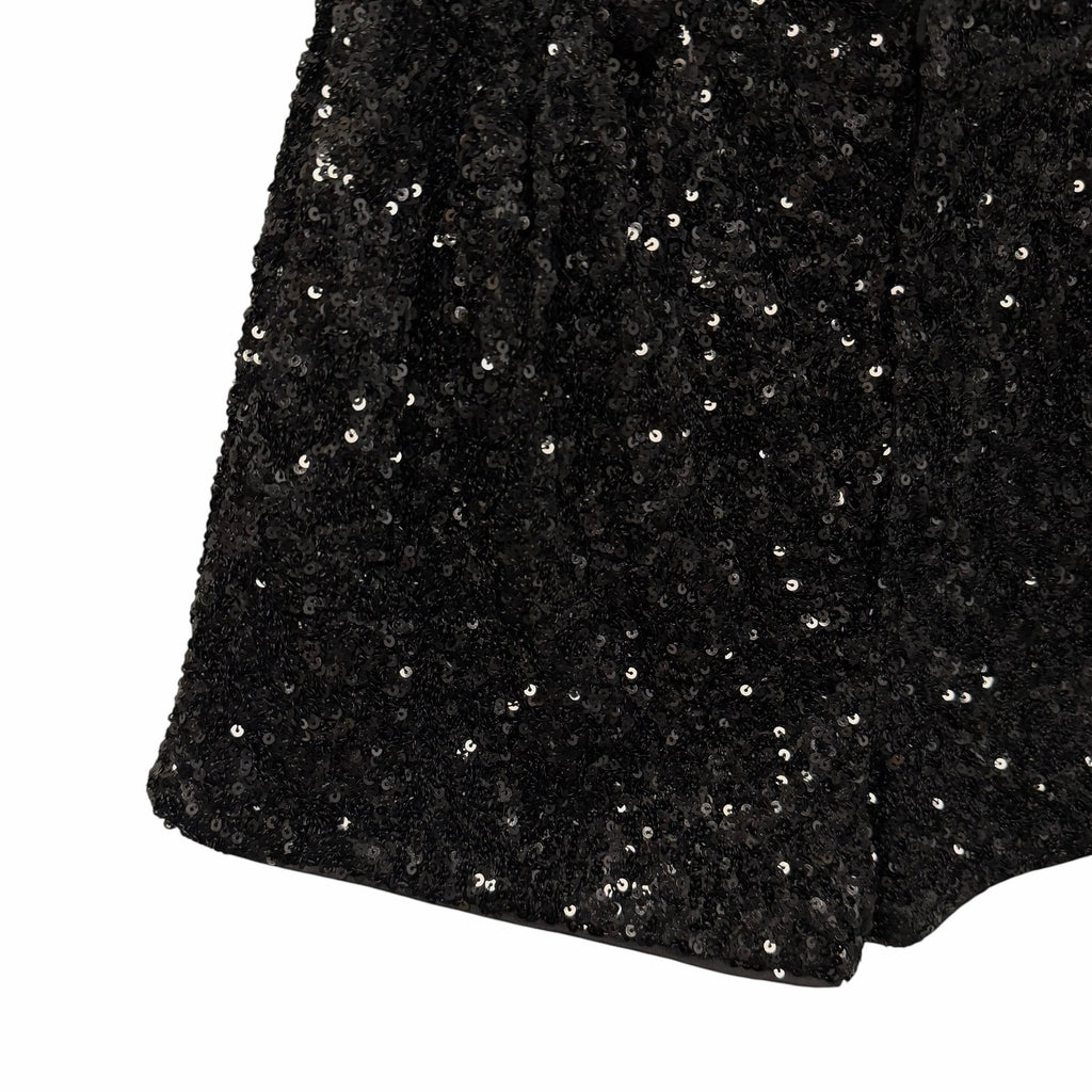 NWT Alice + Olivia Conry Sequin Cuff Short Black High Rise Womens Size 0