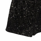 NWT Alice + Olivia Conry Sequin Cuff Short Black High Rise Womens Size 0