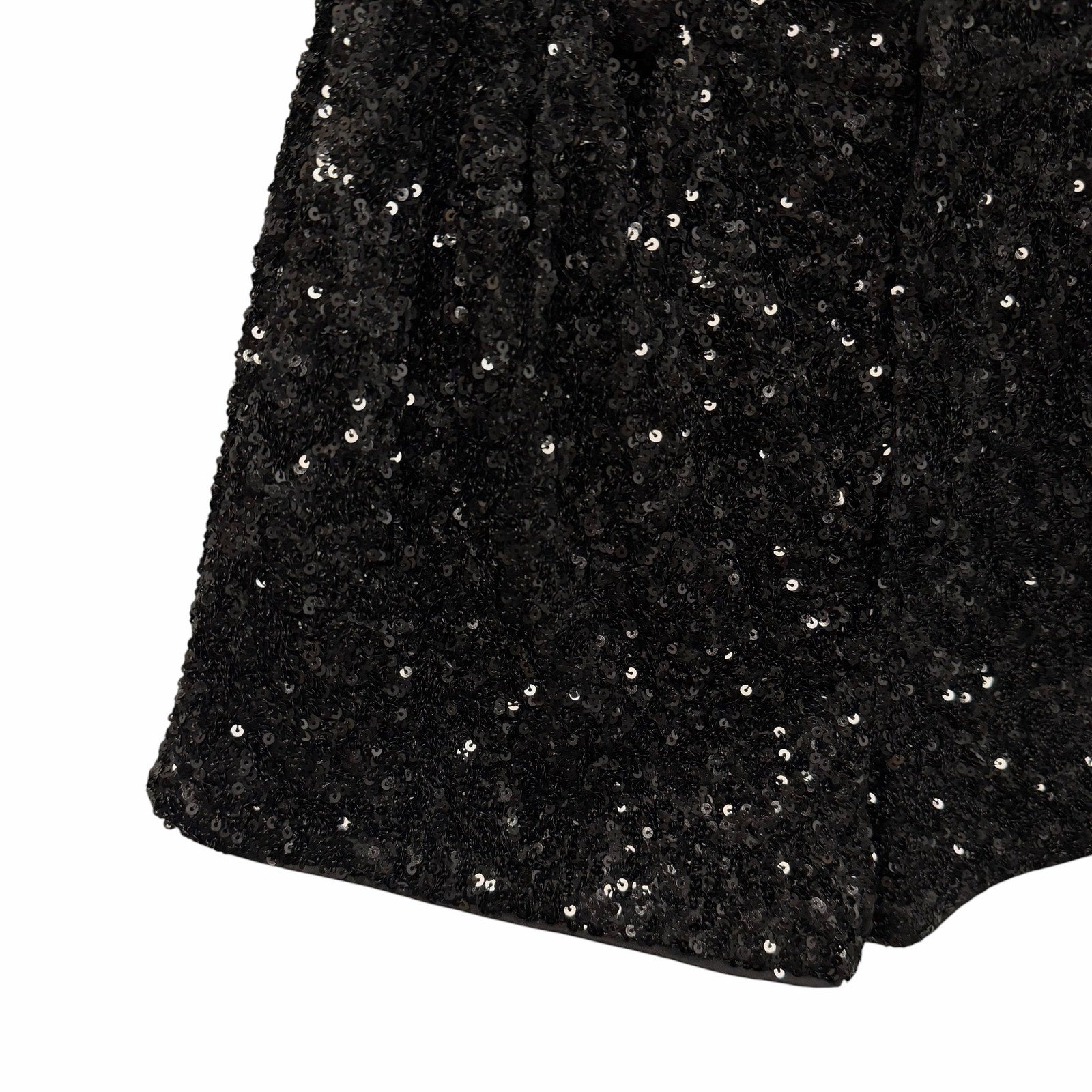 NWT Alice + Olivia Conry Sequin Cuff Short Black High Rise Womens Size 0
