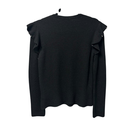 Valentino Black Rockstud Embellished Ruffle Pullover Wool Sweater Womens Medium