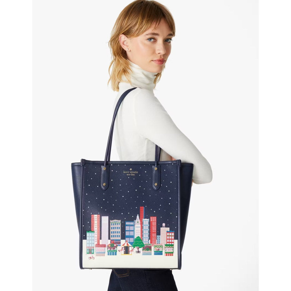 Kate Spade New York Ella Winter Wonders North South Double Handle Tote Bag