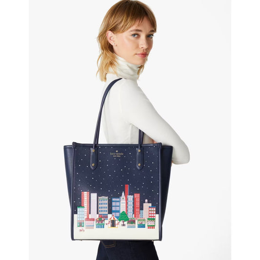 Kate Spade New York Ella Winter Wonders North South Double Handle Tote Bag