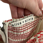 Alice + Olivia Red Cream Printed Melvina Bow Detail Mini Dress Womens 14