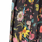 NWT Gucci Silk Pleated Midi Skirt Macro Floral Black Multi Size IT 36 / US 0