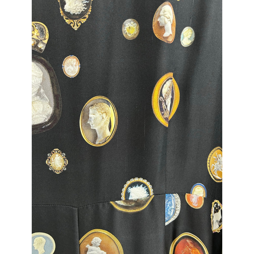 Libertine Cameos Printed Fit & Flare Ruffle Silk Dress Womens Large $2600
