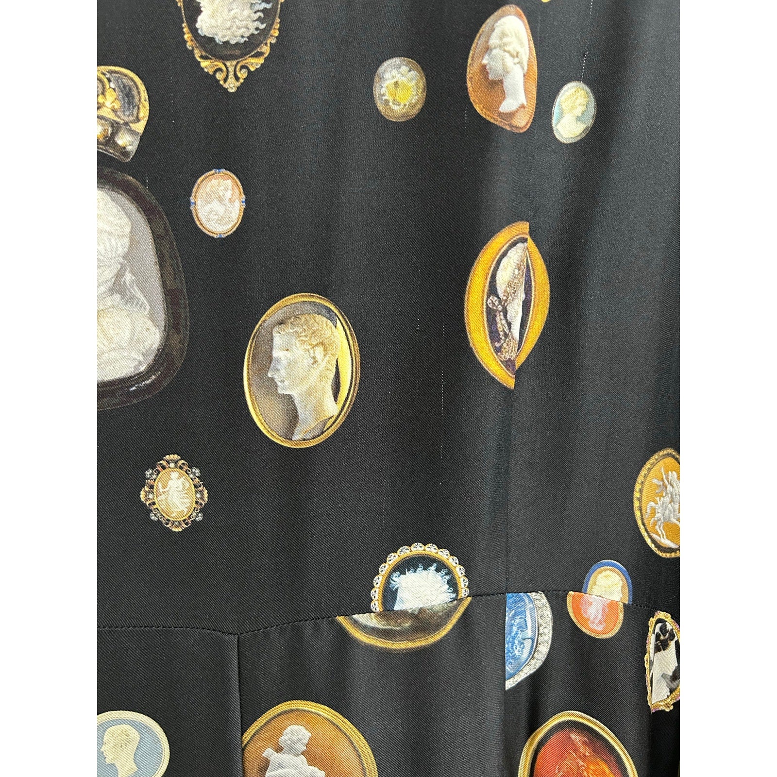 Libertine Cameos Printed Fit & Flare Ruffle Silk Dress Womens Large $2600