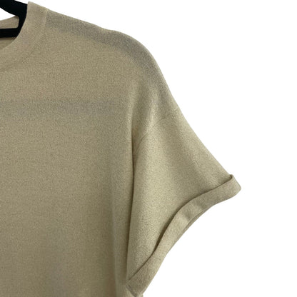 Brunello Cucinelli Gold Metallic Short Sleeve Cashmere Silk T-Shirt Womens Small