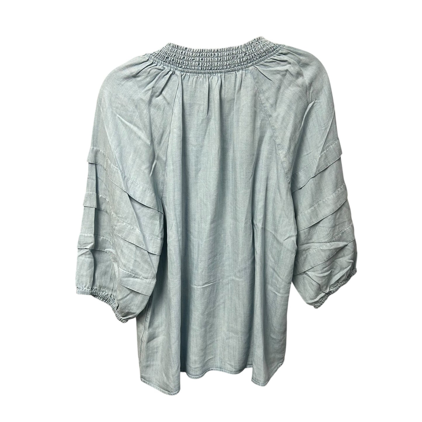 NWT Soft Surroundings Light Chambray 3/4 Sleeve Marisol Tencel Top Womens XL