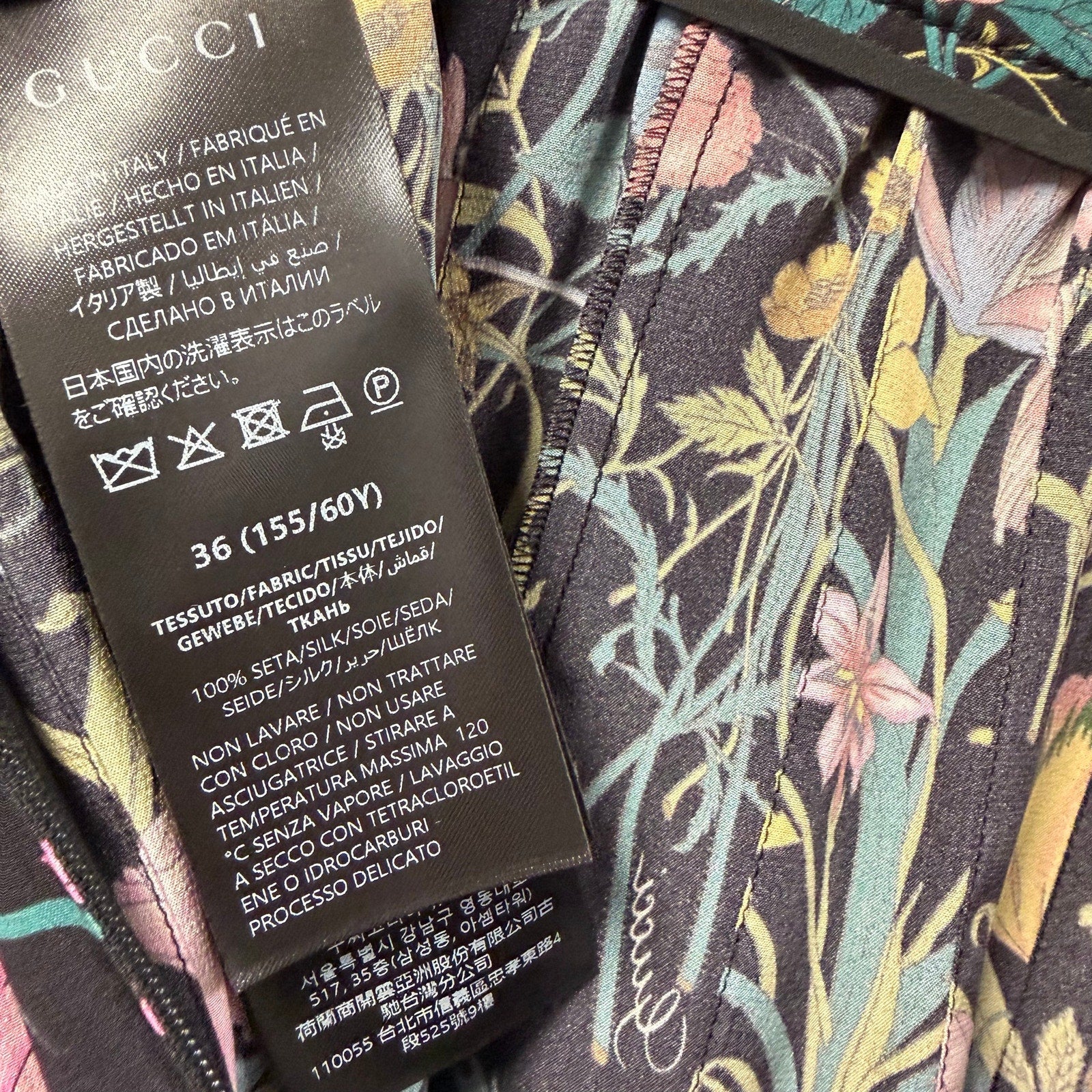 NWT Gucci Silk Pleated Midi Skirt Macro Floral Black Multi Size IT 36 / US 0