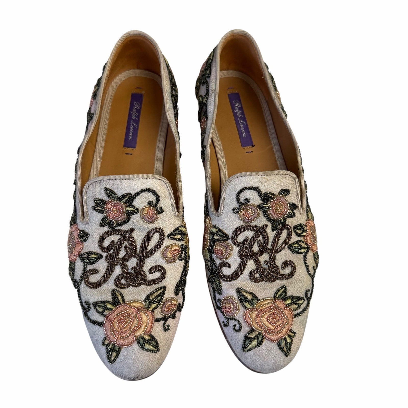 Ralph Lauren Purple Label Alonzo Embellished Denim Slipper Womens 36.5 / US 6.5