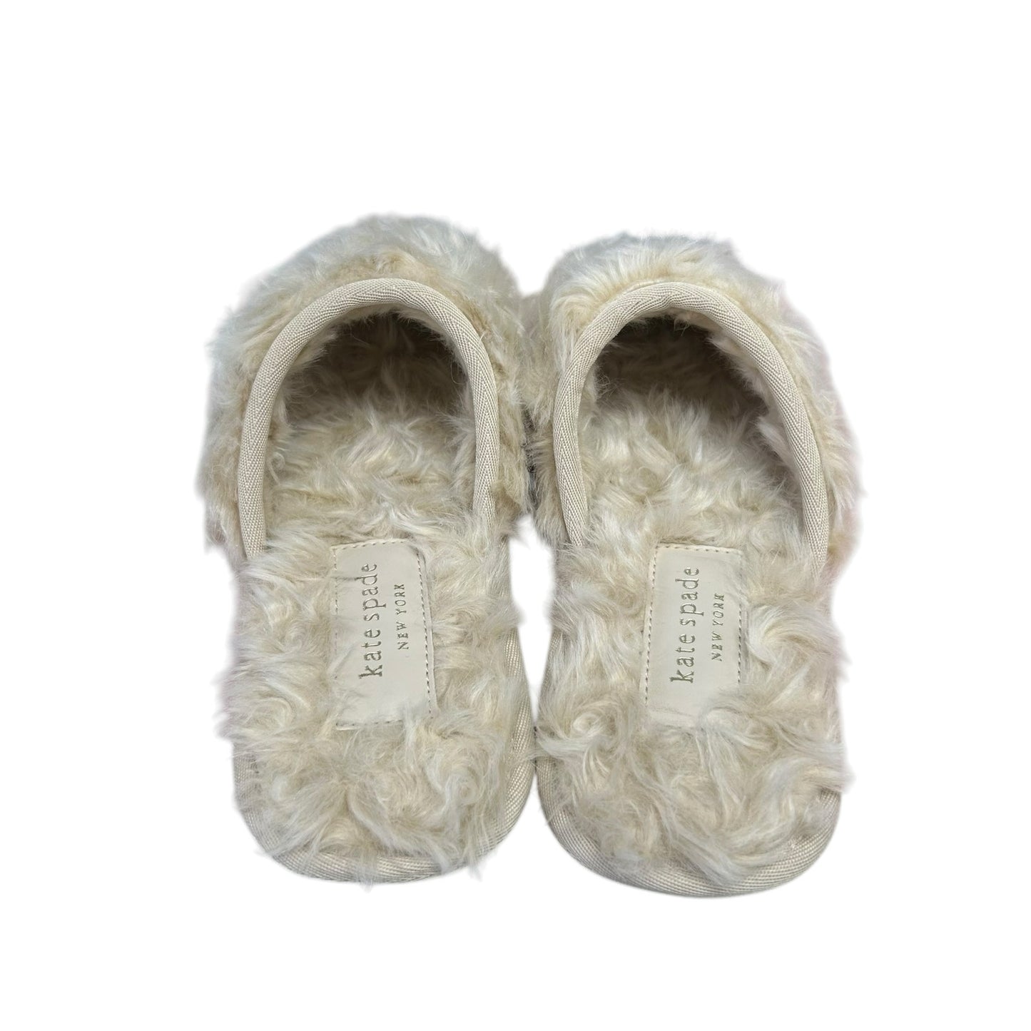 Kate Spade Dove Cream Fluffy Faux Fur Slip On Slipper Slides Womens 8