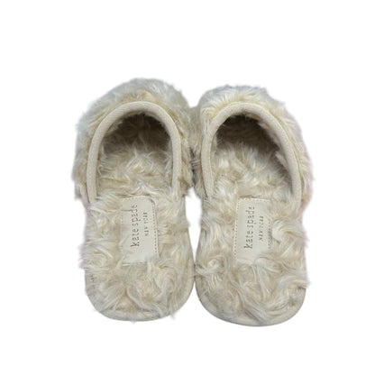 Kate Spade Dove Cream Fluffy Faux Fur Slip On Slipper Slides Womens 8
