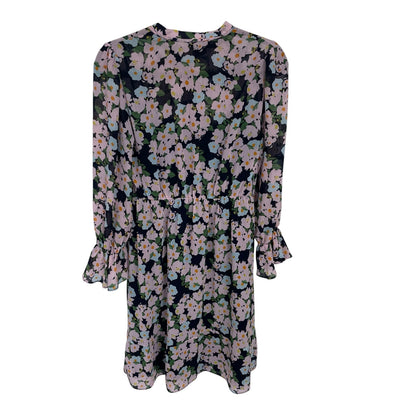 J. Crew Mercantile Button Up Drapey Tie Front Dress Navy Pink Floral Womens XS