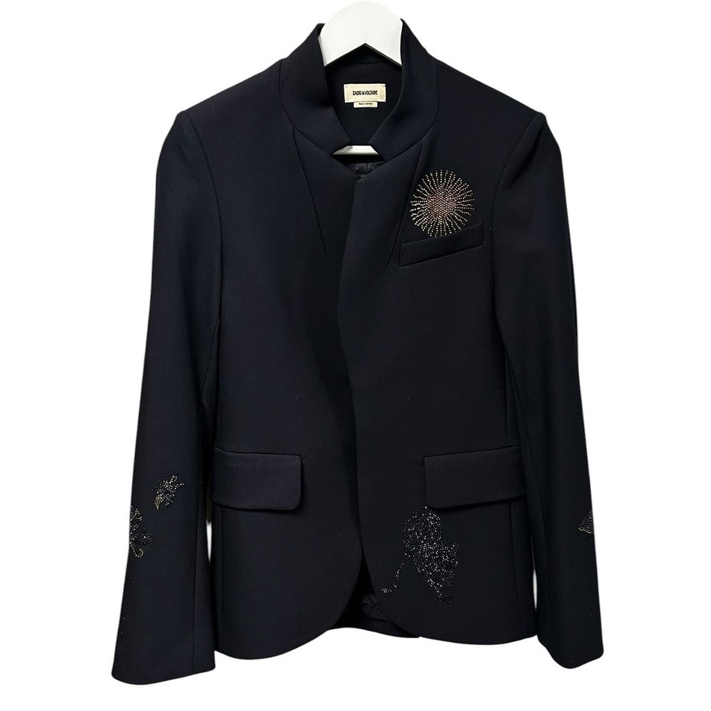 NWT Zadig & Voltaire Navy Very Multi Strass Embellished Blazer 34 / US XS