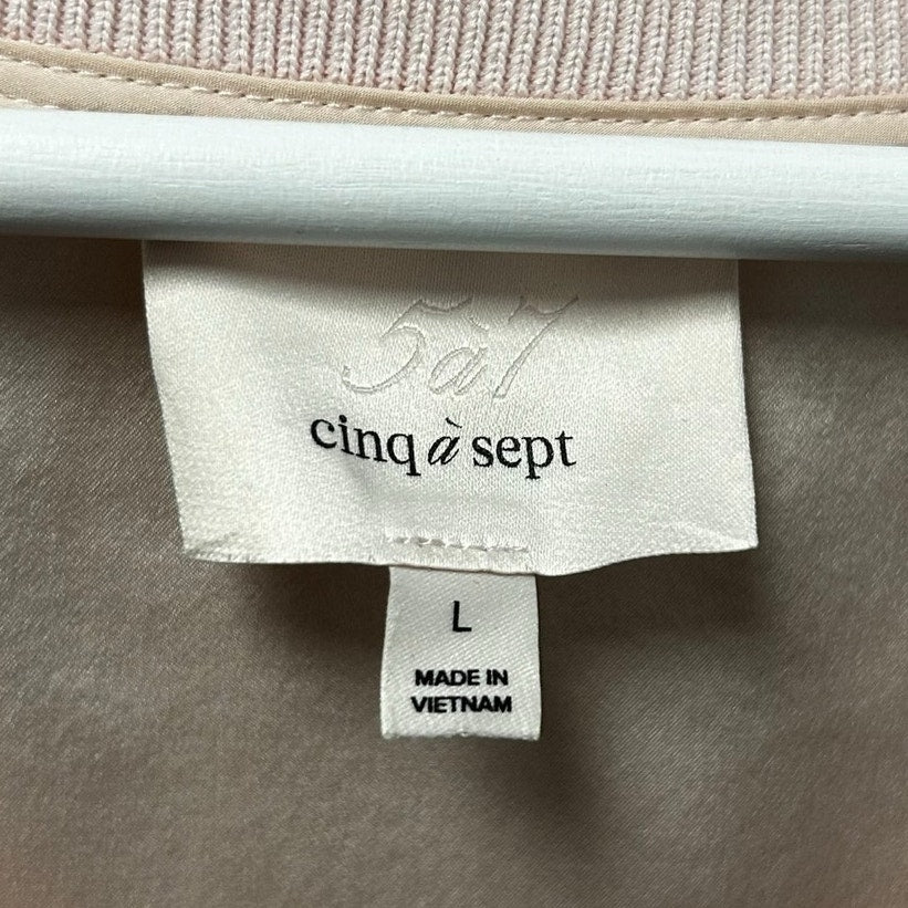 Cinq a Sept Pink Lenore V Neck 100% Silk Ruffle Sleeveless Top Womens Large