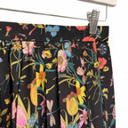 NWT Gucci Silk Pleated Midi Skirt Macro Floral Black Multi Size IT 36 / US 0