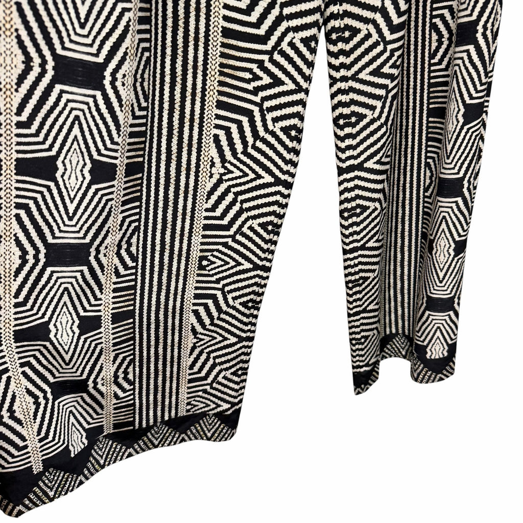 NWT Camilla Pure Silk Tuck Front Pant White Black Geo Print Embellished Small