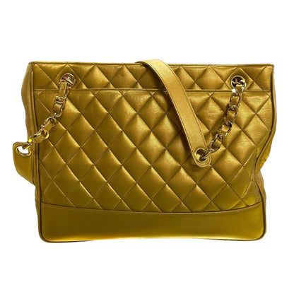 Chanel Gold Coco Ball Matelassé Chain Leather Shoulder Tote Bag